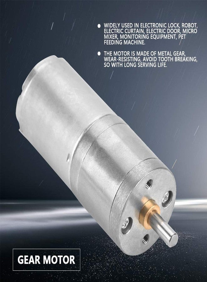 Naroote Dc Motor, Gear Motor, DC Gear Motor Low Speed Metal Gear Motor Small Dc Motor 1Pcs 25mm DC 12V 25GA-370 Low Speed Metal Gear Motor for Electronic Lock (12V 100RPM) - Image 4
